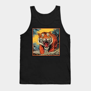 Colorful Tiger Cartoon Vintage Bengals Tiger Drawing Comics Fearless Tiger Tank Top